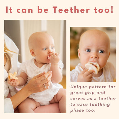 Newborn Teether Pacifiers 2 in 1 (6 Months onwards) - Peach & Yellow