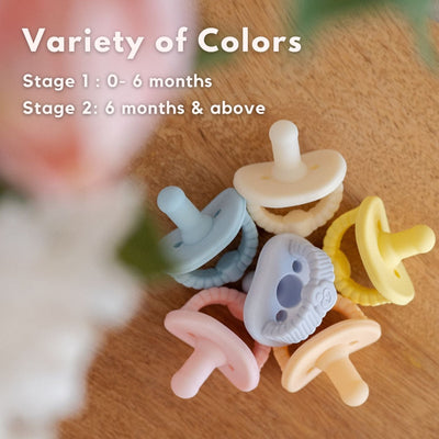 Newborn Teether Pacifiers 2 in 1 (6 Months onwards) - Blue & Ivory