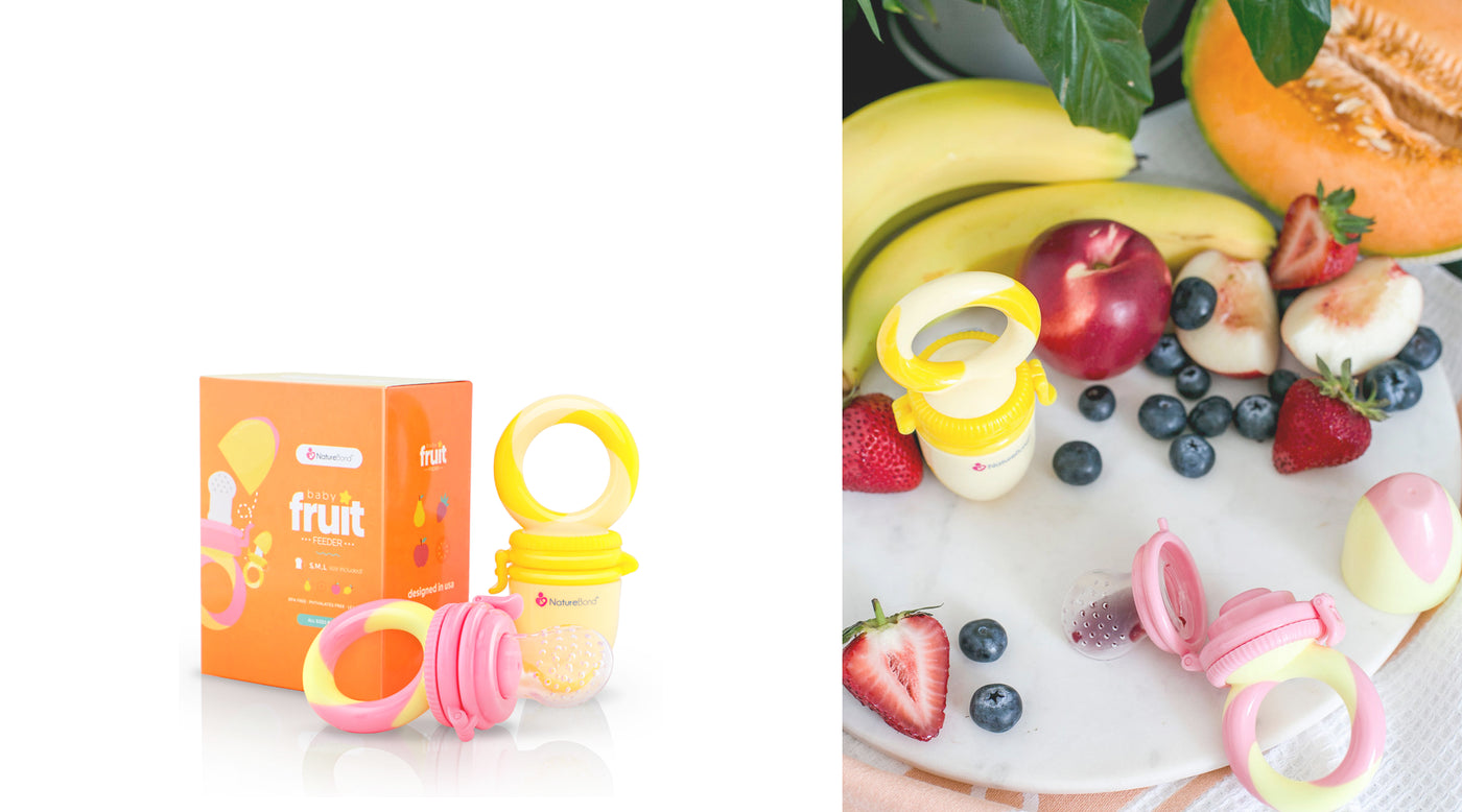 Baby Fruit & Food Feeder - Peach Pink & Lemonade Yellow - NatureBond  Australia. All rights reserved