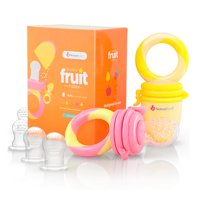 Baby Fruit & Food Feeder - Peach Pink & Lemonade Yellow - NatureBond  Australia. All rights reserved